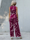 Printed Basic Jumpsuit With Waist Tie-Up