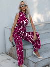 Printed Basic Jumpsuit With Waist Tie-Up