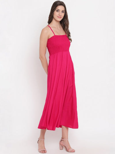 Women Pink Solid Gown Dress