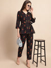 Floral Printed Shirt Collar Shirt With Trousers