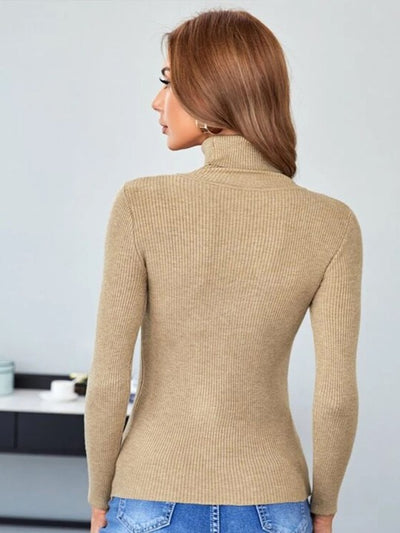 Turtle Neck Ribbed Pullover