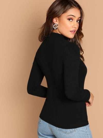 Choker Neck Cotton Fitted Top