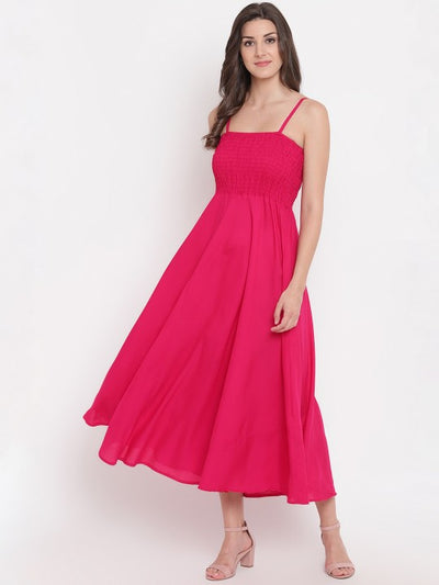 Women Pink Solid Gown Dress