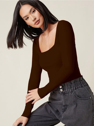 Women Solid Square Neck Top