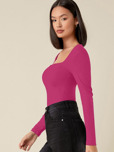 Women Solid Square Neck Top