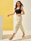 Black Sleeveless Crop Top in Cotton Blend