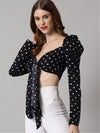 Polka Dot Printed Sweetheart Neck Puff Sleeves Brallete Crop Top
