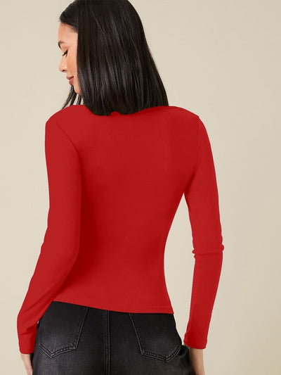 Women Solid Square Neck Top