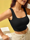 Black Sleeveless Crop Top in Cotton Blend