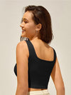Black Sleeveless Crop Top in Cotton Blend
