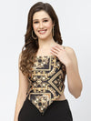 Graphic Printed Satin Crop Top
