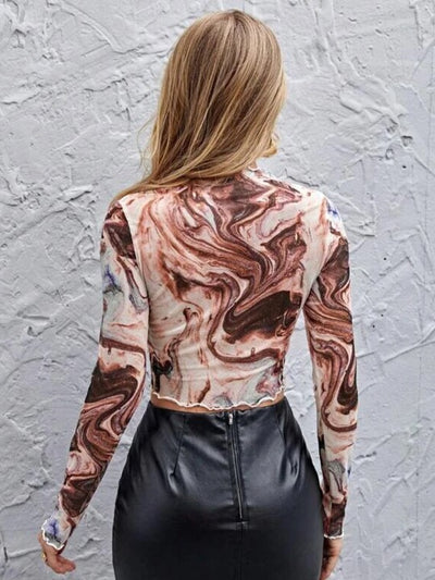 Abstract Printed Regular Crop Top