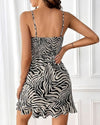 Women Printed A-line Dress with Tie-Up